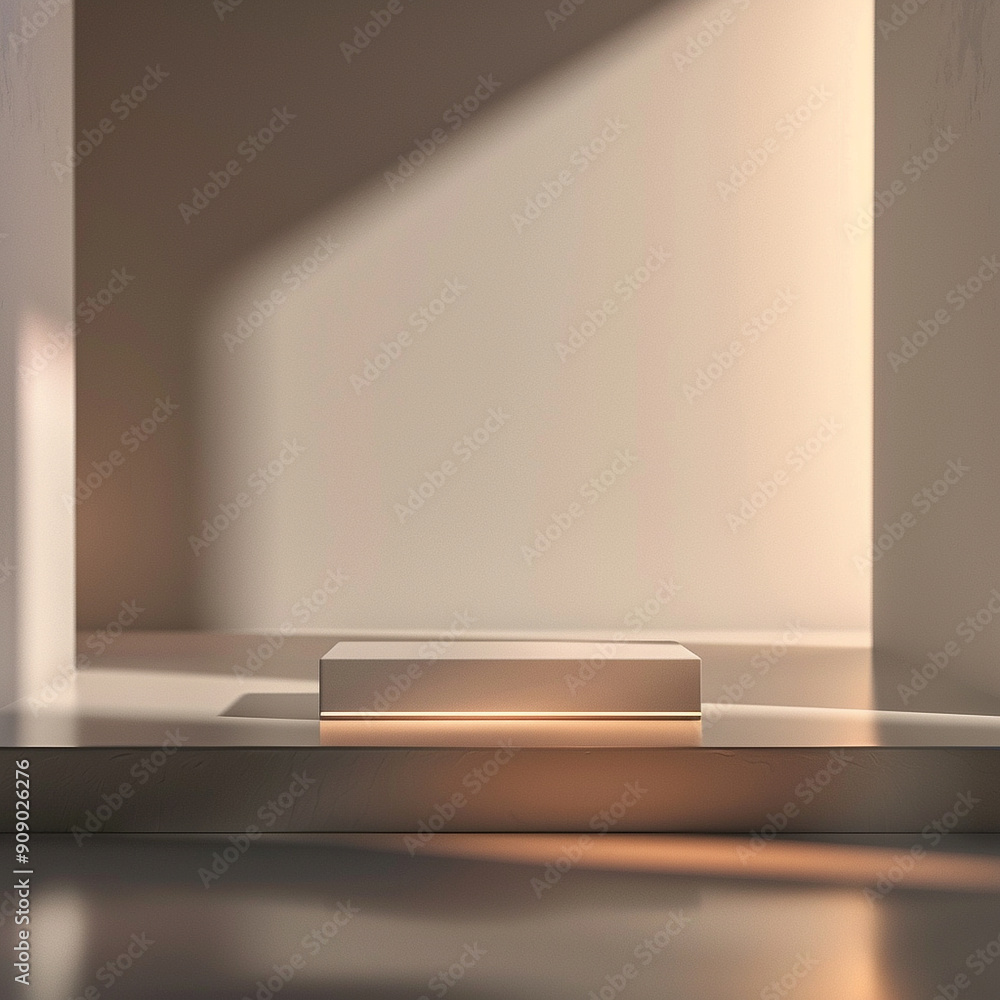interior of a modern house with close up product display podium interior of a modern house with close up product display podium