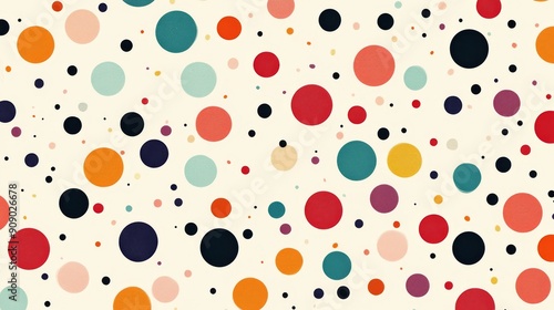 Abstract Colorful Polka Dot Pattern with Varying Sizes