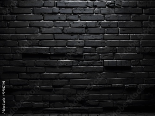 black brick wall with rough texture