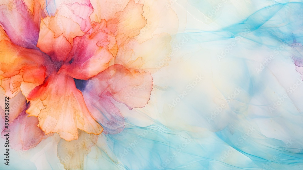 Close-up of vibrant watercolor washes blending together Close-up of vibrant watercolor washes blending together