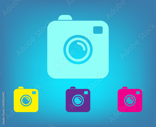 Vector color icons on blue background with gradient