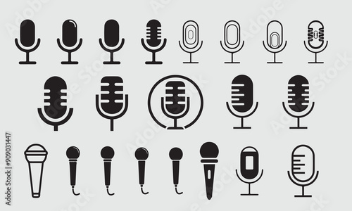 Set of Black Microphone Design Collection