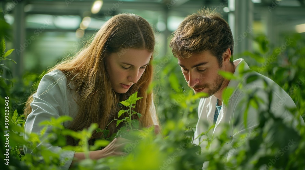 A team of scientists researching innovative methods to improve agricultural practices A team of scientists researching innovative methods to improve agricultural practices