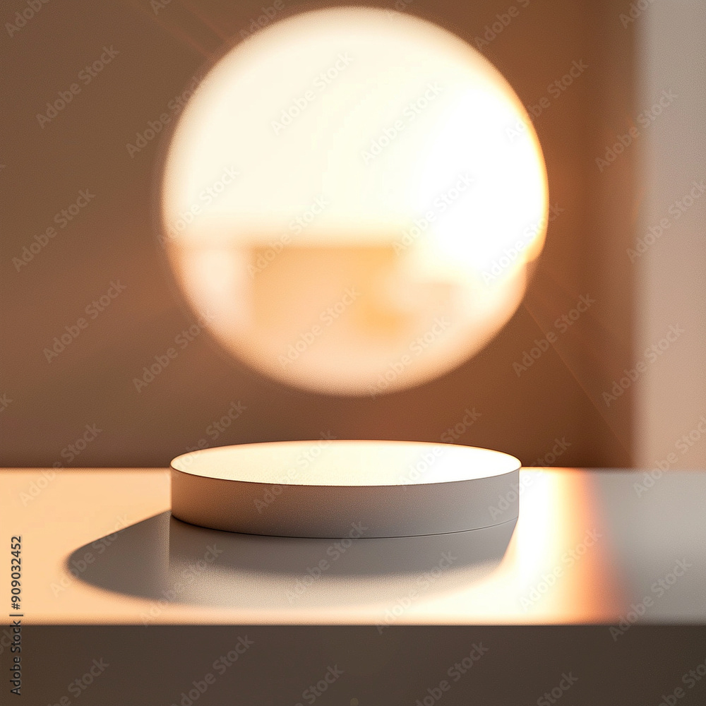 interior of a modern house with close up product display podium interior of a modern house with close up product display podium