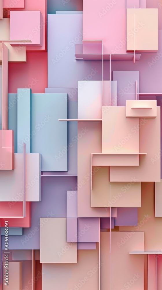 Pastel squares are arranged in a geometric design, creating a visually appealing abstract artwork with soft hues and layered textures Pastel squares are arranged in a geometric design, creating a visually appealing abstract artwork with soft hues and layered textures