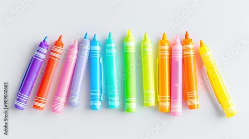 Vibrant Pack of Multicolored Highlighters on White Background for School and Office Supplies Concept