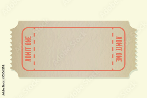 Admit one blank textured vintage ticket