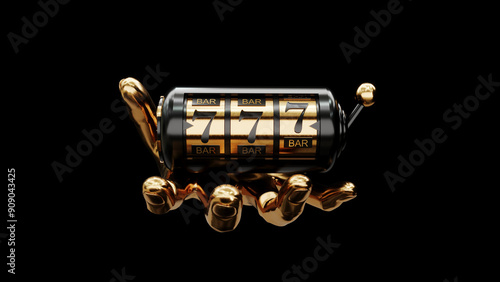 Casino chips, cubes, roulette, drum  on dark black background - 3d render. Flying chip in handbreadth for online casinos and mobile gambling applications, poker - winner, wealth concept. Luck in hand.