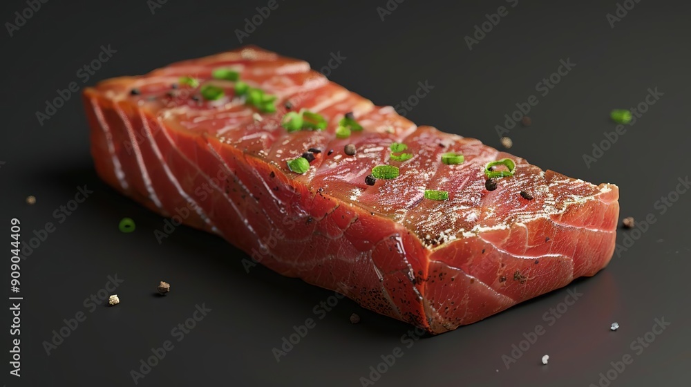 3D Render of Seared Salmon with Green Onion and Peppercorns 3D Render of Seared Salmon with Green Onion and Peppercorns