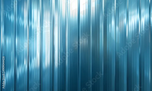 A blue background, abstract vertical blue background, corrugated texture . A panel with luxury aesthetic backdrop, with acryl sheet material. 