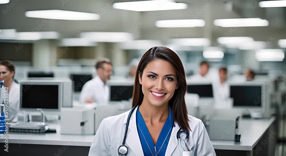 Nurse in a call center. Nurse in a call center.