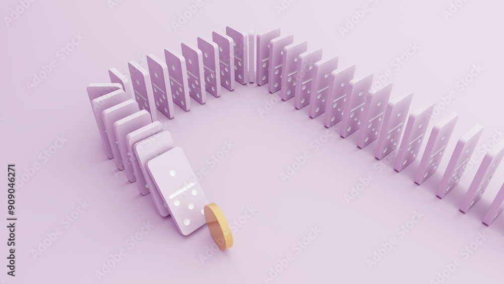 Domino game - 3d render. Tiles, blocks of dominoes with even dots on pastel background. Domino effect business concept, logo for companies, trainings. Board game of dice with a winner and a loser. Domino game - 3d render. Tiles, blocks of dominoes with even dots on pastel background. Domino effect business concept, logo for companies, trainings. Board game of dice with a winner and a loser.