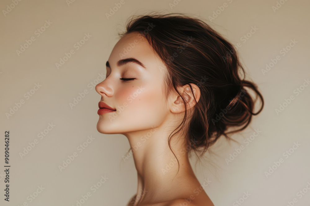 A close up of a girl's face with her eyes closed A close up of a girl's face with her eyes closed