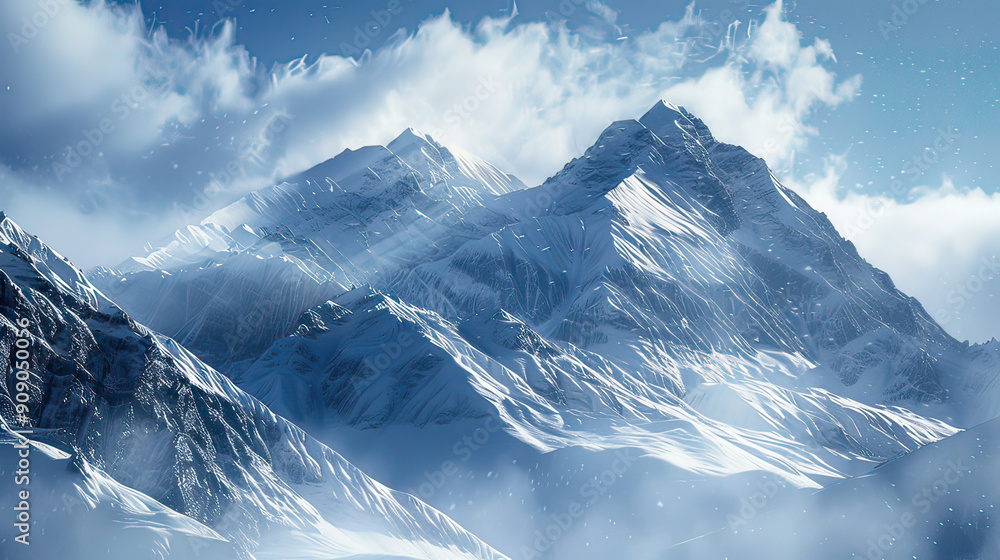 Snow-Capped Peaks in Winter Crowns of Frost in Silence Background AI Generative Snow-Capped Peaks in Winter Crowns of Frost in Silence Background AI Generative