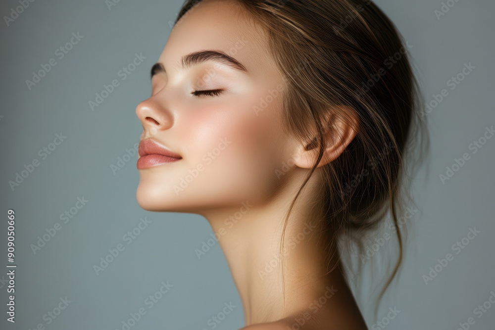 A close up of a girl's face with her eyes closed A close up of a girl's face with her eyes closed