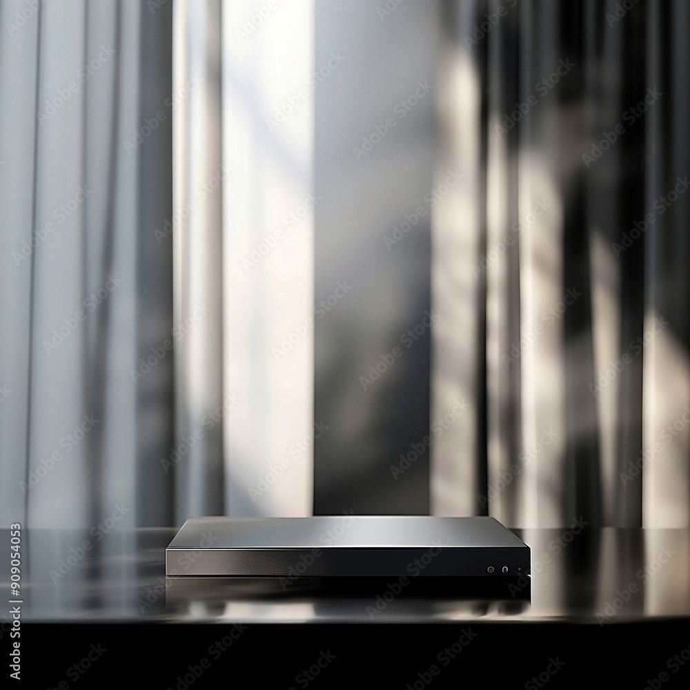 interior of a modern house with close up product display podium interior of a modern house with close up product display podium