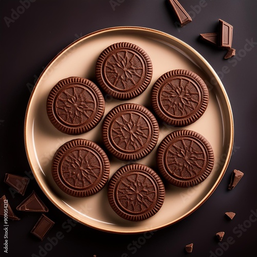 Obraz na płótnie plate of chocolate biscuits w salonie