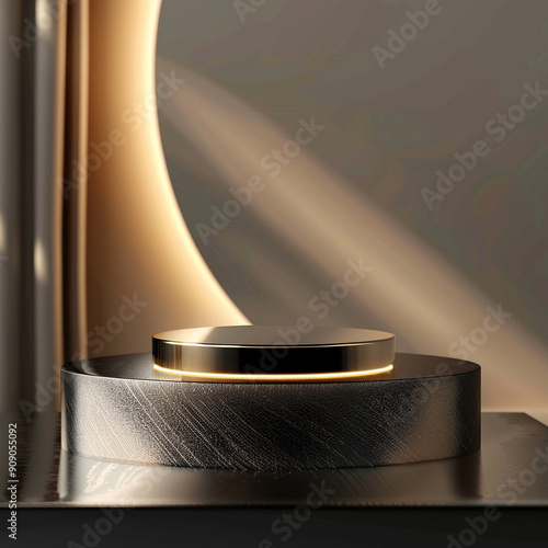 interior of a modern house with close up product display podium