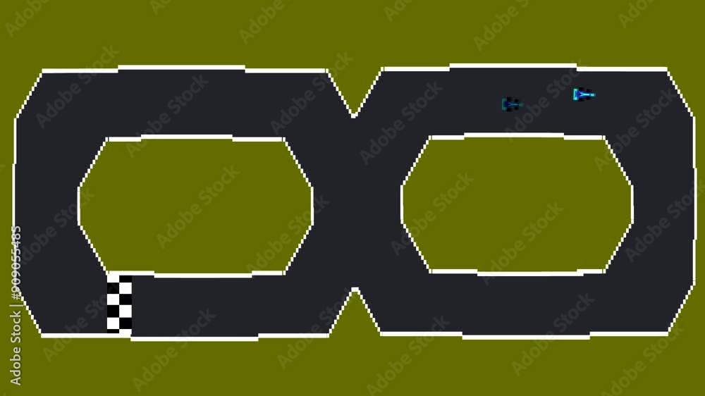 Drag Racing Track 2d 2d animation of an old game in pixel art style of two cars competing on ...