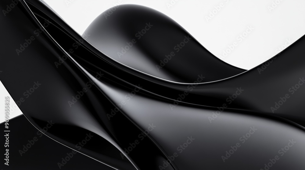 Abstract black fluid shapes on white background, 3D rendering. Modern digital art concept Abstract black fluid shapes on white background, 3D rendering. Modern digital art concept