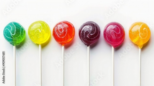 Colorful Lollipops on White Background