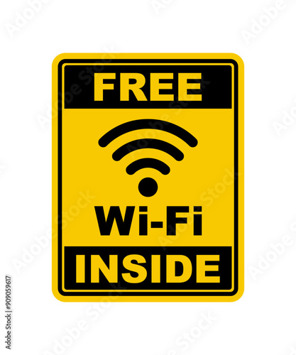 Free wi-fi inside or zone sign. Wireless wifi icon. Remote access and radio waves communication symbols. Vector illustration on white background.