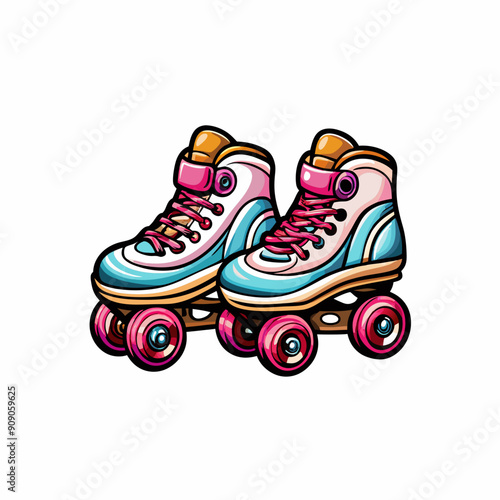 Image of three pairs of cute, small, modern roller skates.