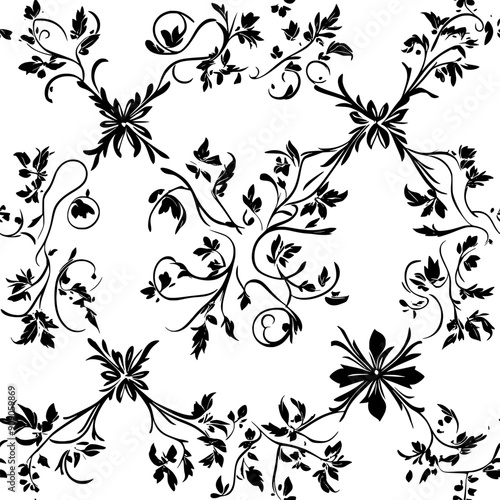 Decorative floral frames with elaborate flower and leaf motifs, creating a refined look, seamless pattern vector