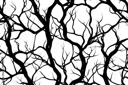 Pattern of tree branches with intersecting lines, creating a cohesive, organic design, seamless pattern vector