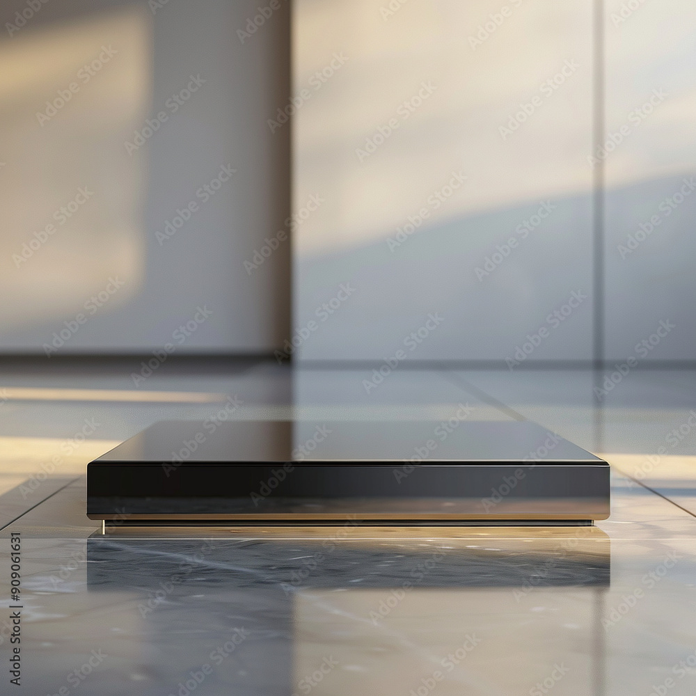 interior of a modern house with close up product display podium interior of a modern house with close up product display podium