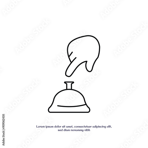 hand pushing bell thin outline icon vector design good for web or mobile app