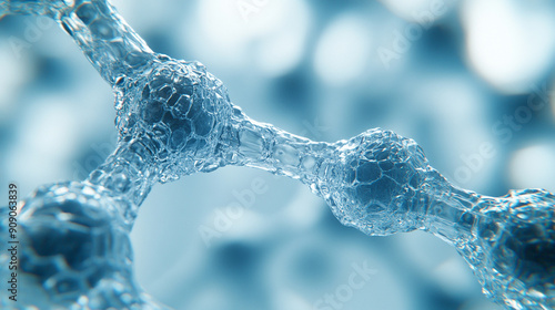 transparent molecular structure on a dark background, showcasing the intricate bonds between atoms. This image symbolizes scientific discovery, molecular biology, and the complexity of chemical intera photo