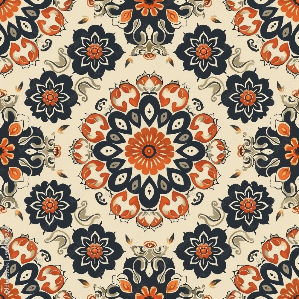 Ornamental Pattern with Intricate Floral Motifs Ornamental Pattern with Intricate Floral Motifs