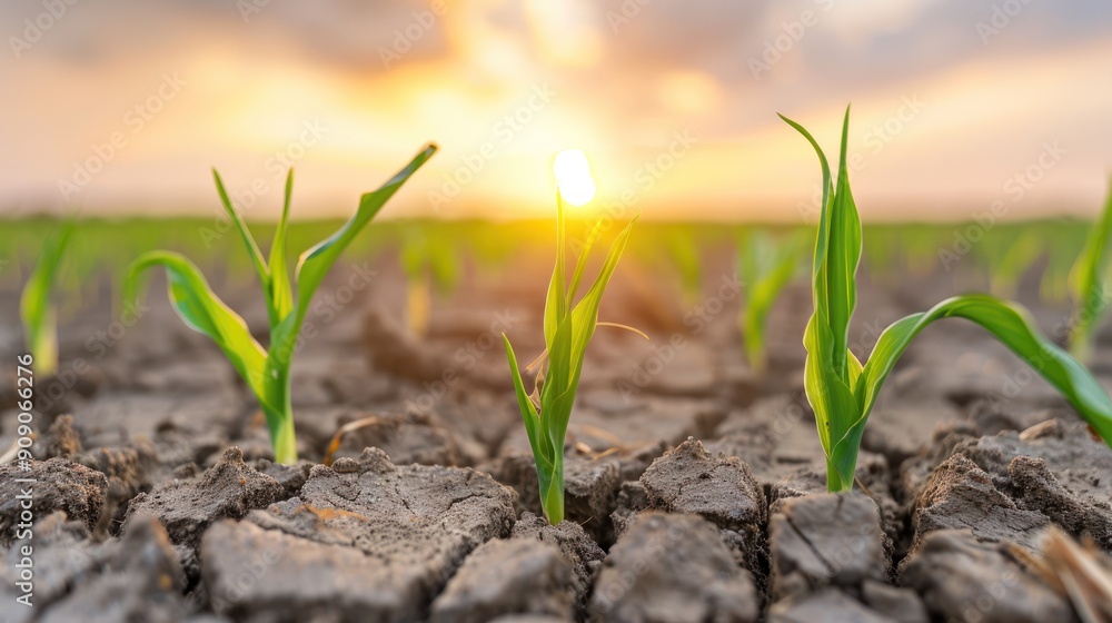 A field with crops showing signs of water stress due to poor water management
