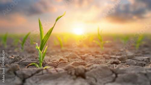 A field with crops showing signs of water stress due to poor water management