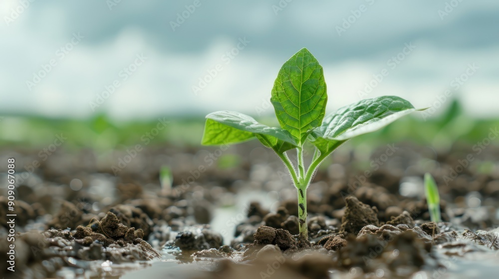 A field with waterlogged soil and plants struggling to stay upright A field with waterlogged soil and plants struggling to stay upright