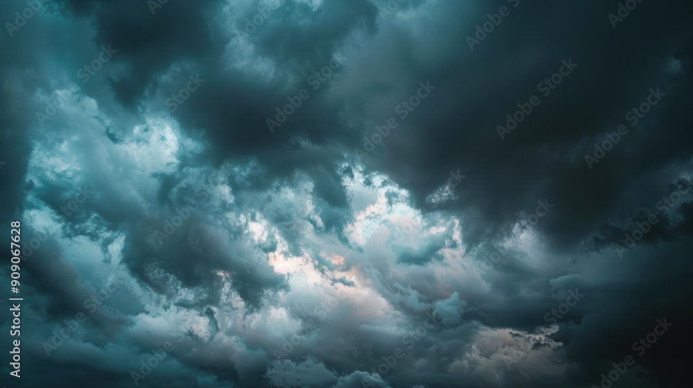 Eerie atmosphere as stormy rain clouds gather in dramatic cloudscape Eerie atmosphere as stormy rain clouds gather in dramatic cloudscape