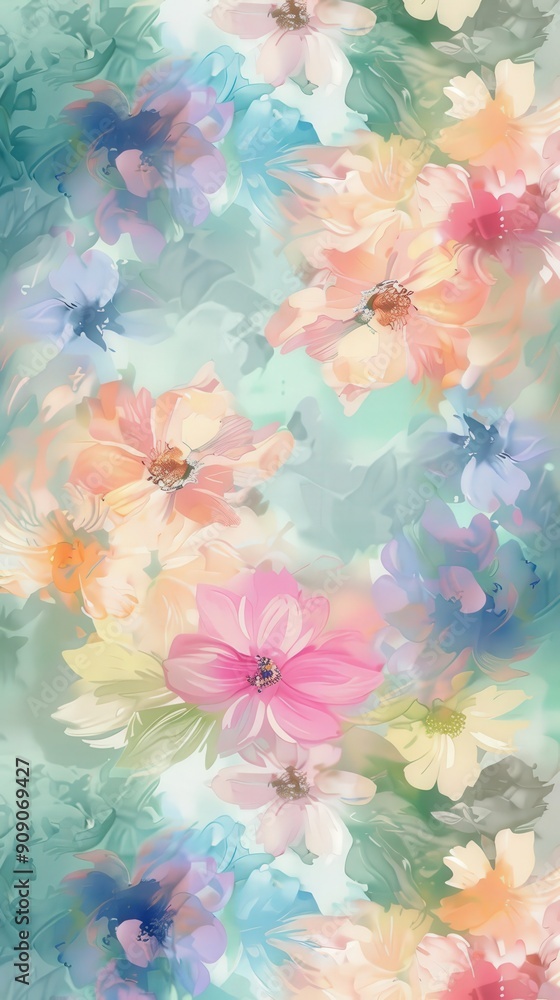 Obraz premium A beautiful arrangement of soft pastel flowers creates a gentle and soothing atmosphere with vibrant colors and delicate details