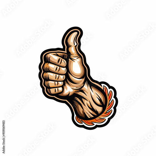 A single arm, extending from the frame, gives a thumbs up gesture.
