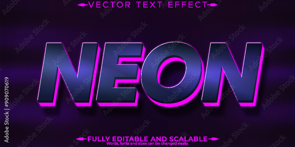 Neon light text effect, editable retro and glowing text style Neon light text effect, editable retro and glowing text style