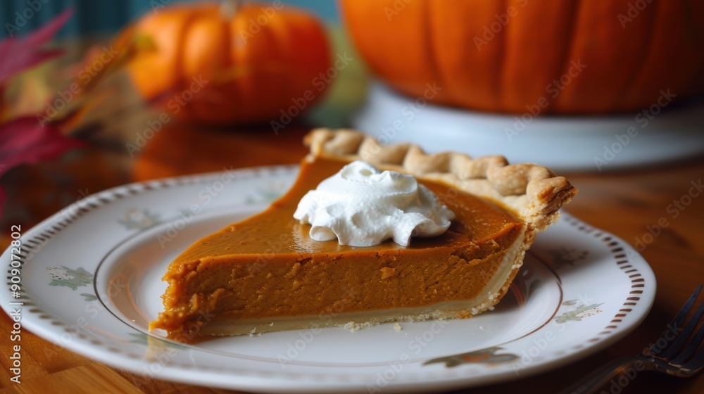Delicious Homemade Pumpkin Pie with Whipped Cream Topping Delicious Homemade Pumpkin Pie with Whipped Cream Topping