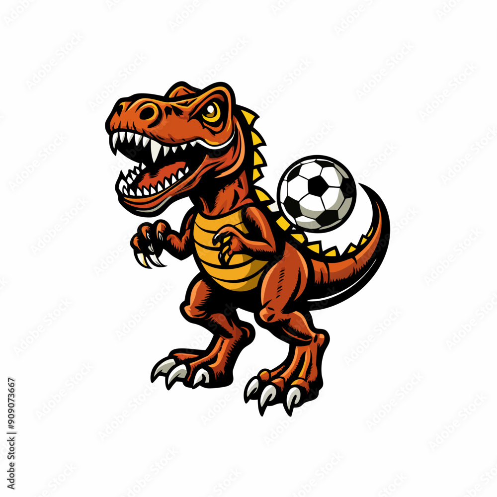 Obraz premium A Tyrannosaurus Rex wearing a football uniform and helmet, playing American football.