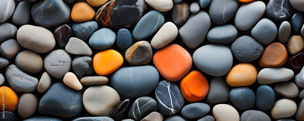 Close-up of Colorful Pebbles in Natural Arrangement Close-up of Colorful Pebbles in Natural Arrangement