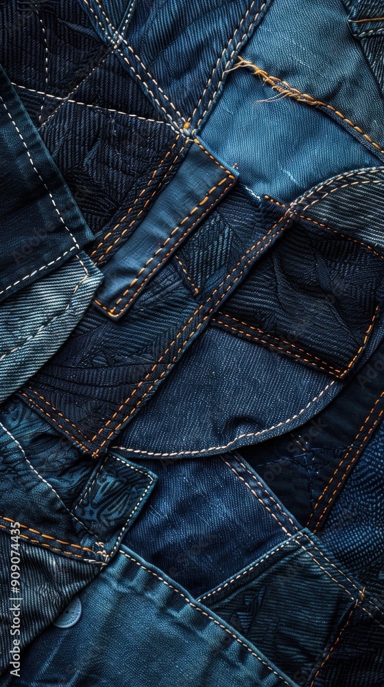 A beautiful arrangement of denim fabric showcasing intricate textures and rich shades of blue, ideal for creative backgrounds and textile inspiration A beautiful arrangement of denim fabric showcasing intricate textures and rich shades of blue, ideal for creative backgrounds and textile inspiration