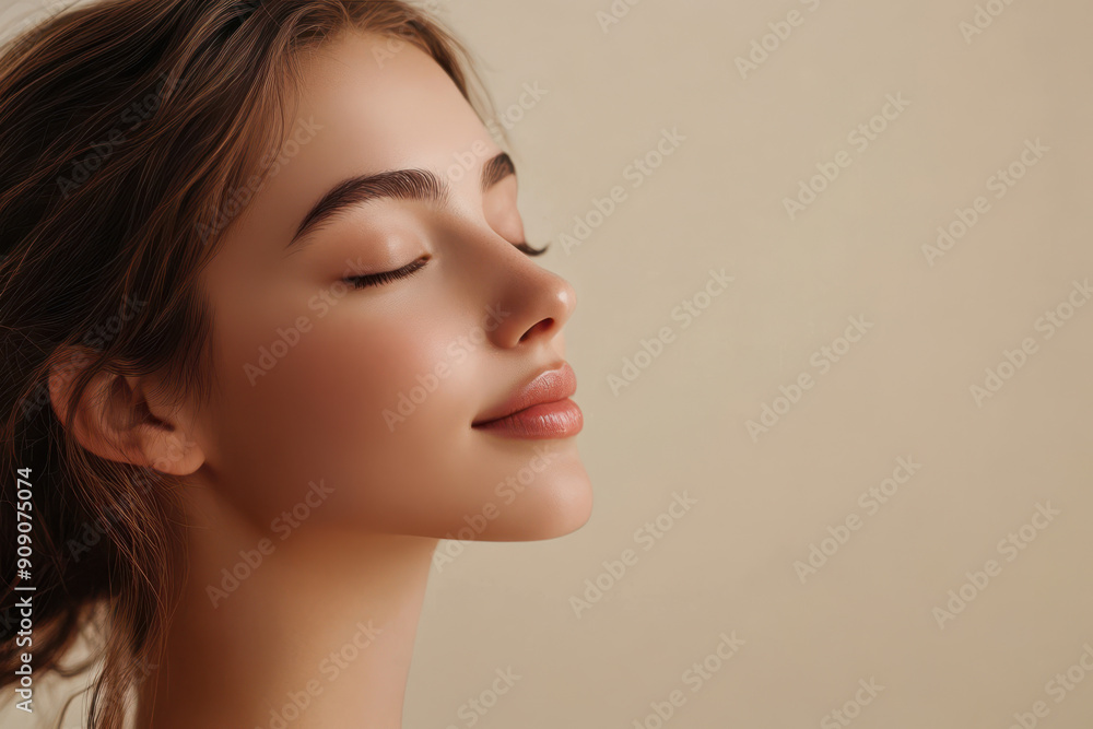 A close up of a girl's face with her eyes closed A close up of a girl's face with her eyes closed