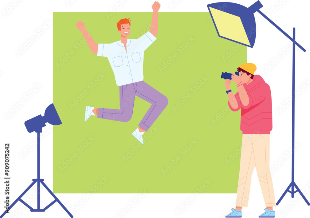 Fototapeta premium Creative photo session. Professional photographer studio work