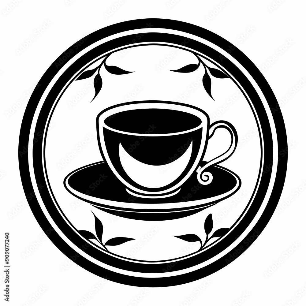 tea cup plate Silhouette Vector illustration tea cup plate Silhouette Vector illustration