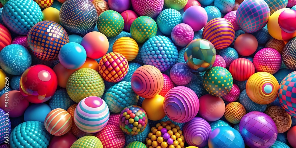 Fototapeta premium Vibrant 3D colorful spheres background with playful geometric design