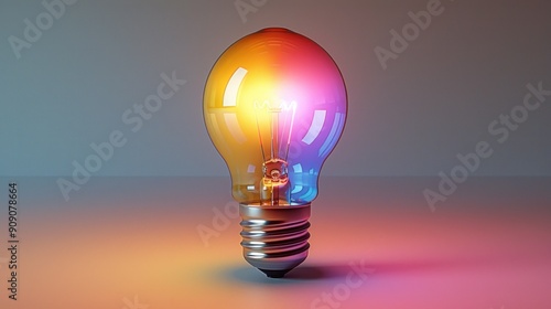 A colorful light bulb casts a warm glow on its surroundings