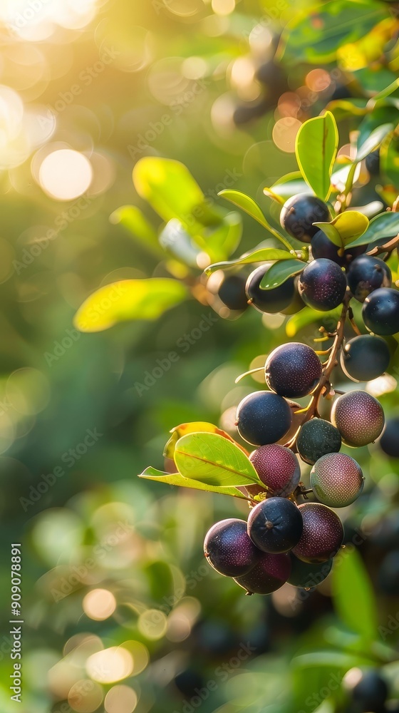 Mangosteen fruits on a tree, exotic and appealing Mangosteen fruits on a tree, exotic and appealing